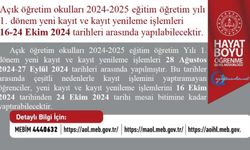 Açık Öğretim Okulları Birinci Dönem Yeni Kayıt Ve Kayıt Yenileme İşlemleri uzatıldı