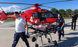 Kalp krizi geçiren yaşlı adamın yardımına ambulans helikopter yetişti