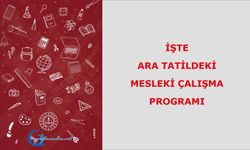 İşte ara tatildeki Mesleki Çalışma Programı