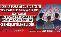 Ek Ders Ücreti Düzenlemesi Tekrar Ele Alınmalı ve Kapsamı Tüm Eğitim Çalışanlarını İçine Alacak Şekilde Genişletilmelidir.