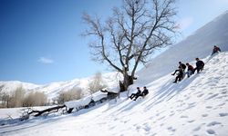 Bitlis'in muhteşem tabiatında kızak keyfi