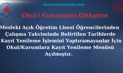 Mesleki Açık Öğretim Lisesi - Okul / Kurumların Dikkatine