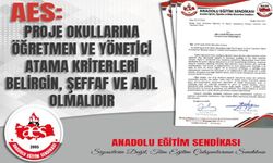 AES: Proje Okullarına Öğretmen Ve Yönetici Atama Kriterleri Belirgin, Şeffaf Ve Adil Olmalıdır