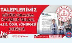 Taleplerimiz Büyük Oranda Karşılık Buldu, M.E.B. Ödül Yönergesi Değişti