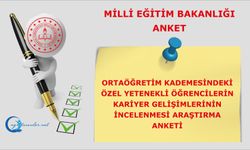 Ortaöğretim Kademesindeki Özel Yetenekli Öğrencilerin Kariyer Gelişimlerinin İncelenmesi Araştırma anketi