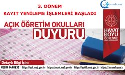 Açık Öğretim Okulları 3. Dönem kayıt yenileme işlemleri başladı