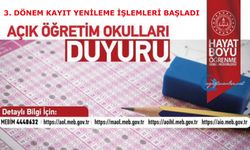 Açık Öğretim Okulları 3. Dönem Kayıt Yenileme İşlemleri başladı