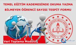 Temel Eğitim Kademesinde Okuma Yazma Bilmeyen Öğrenci Sayısı Tespit Formu