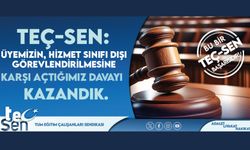 TEÇ-SEN: Üyemizin, Hizmet Sınıfı Dışı Görevlendirilmesine Karşı Açtığımız Davayı Kazandık.
