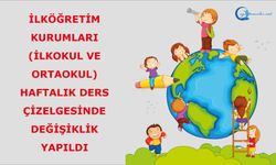 İlköğretim Kurumları (İlkokul ve Ortaokul) Haftalık Ders Çizelgesinde Değişiklik Yapıldı.