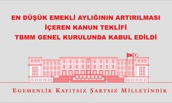 En Düşük Emekli Aylığının Artırılmasını İçeren Kanun Teklifi, TBMM Genel Kurulunda Kabul Edildi