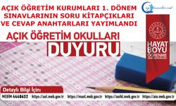 Açık Öğretim Kurumları 1. Dönem Sınavlarının Soru Kitapçıkları Ve Cevap Anahtarları Yayımlandı