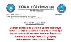 Deprem nedeniyle yer değiştirenler tekrar eski görev yerlerine dönebilsin