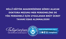 Millî Eğitim Akademisinde Görev Alacak Doktora Mezunu Meb Personeline De Yök Personeli İçin Uygulanan Brüt Ücret Tavanı Esas Alınmalıdır!