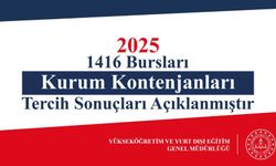 2025 Yılı 1416 Bursları Kapsamında Kurum Kontenjanları Tercih Sonuçları AçıklanDI