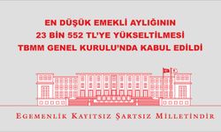 En düşük emekli aylığının 23 bin 552 TL’ye yükseltilmesi TBMM Genel Kurulu’nda kabul edildi