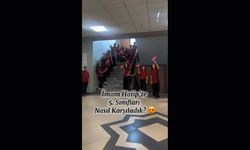 8. sınıf öğrencilerimiz yeni öğrencileri Türk bayraklarıyla karşıladık