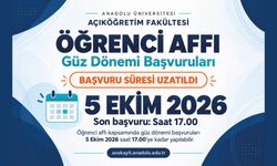 Güz dönemi için Af başvuruları 5 Ekim 2026 tarihine kadar uzatılmıştır.