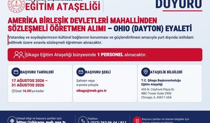 Ohio (Dayton) eyaletine sözleşmeli öğretmen alınacak
