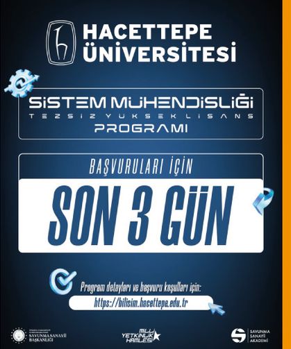 Sistem Mühendisliği Tezsiz Yüksek Lisans Programı Başvuruları için son gün!