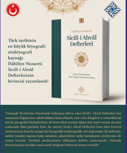 Dâhiliye Nezareti Sicill-i Ahvâl Defterlerinin birincisi yayımlandı!