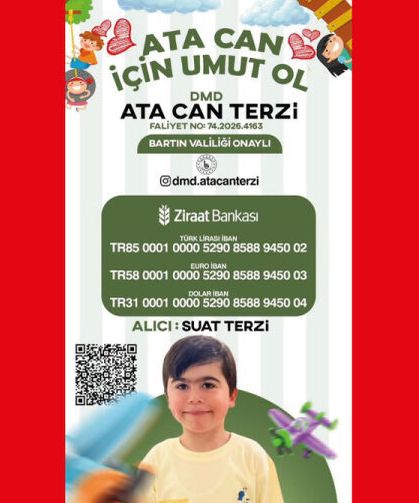Ata Can Terzi’nin yaşam umuduna hep birlikte destek olalım