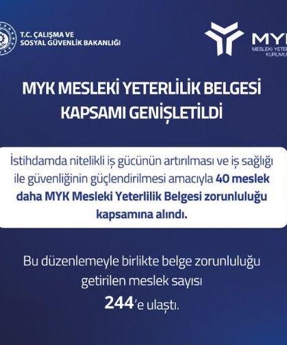Belge zorunluluğu getirilen meslek sayısı 244’e çıktı