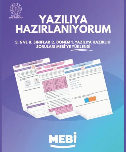 2. dönem 1. yazılıya yönelik hazırlık soruları MEBİ’de