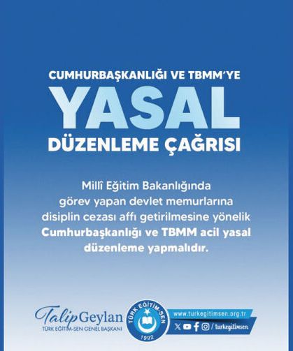 Disiplin cezası affı getirilmelidir