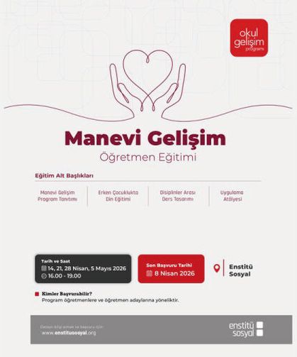 Manevi Gelişim Öğretmen Eğitimi başlıyor