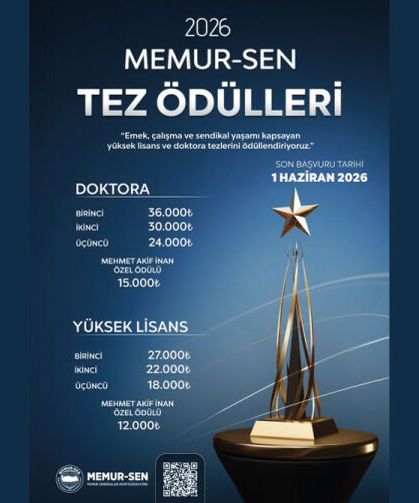 Memur-Sen Tez Ödülleri 2026 Yılı Başvuruları Devam Ediyor