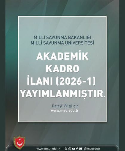Milli Savunma Üniversitesi Akademik kadro ilanı