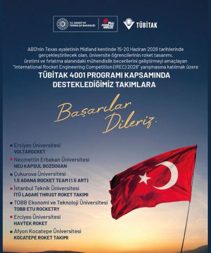 TÜBİTAK 4001 Programı kapsamında desteklediğimiz takımlarımıza başarılar dileriz