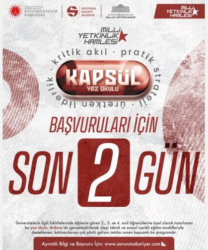 MYH KAPSÜL Yaz Okulu Başvuruları İçin Son Gün!