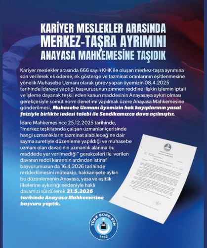 Taşra-Merkez ayrımına Anayasa Mahkemesinde dava açtık