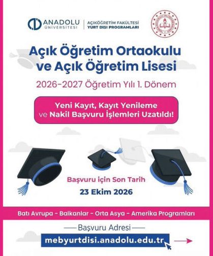 Açık Öğretim Ortaokulu ve Açık Öğretim Lisesi’nde başvuru süresi uzatıldı!