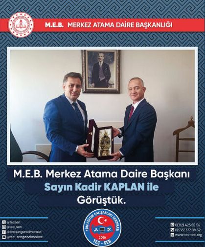 MERKEZ ATAMA DAİRE BAŞKANI SAYIN KADİR KAPLAN İLE GÖRÜŞTÜK.