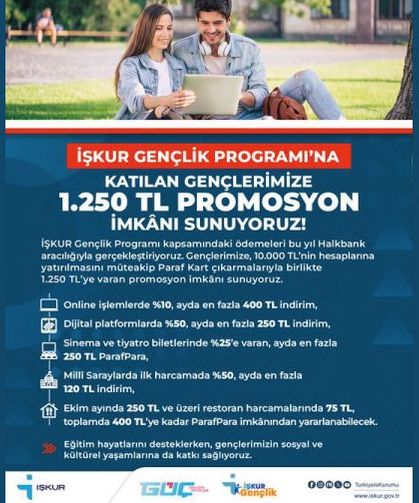 Gençlerimize 1.250 TL promosyon