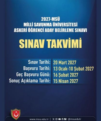 2027-MSÜ takvimi açıklandı