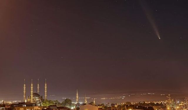 Kuyruklu yıldız Tsuchinshan-Atlas Edirne’de Selimiye Camii ile birlikte görüntülendi