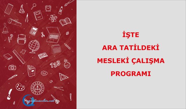 İşte ara tatildeki Mesleki Çalışma Programı