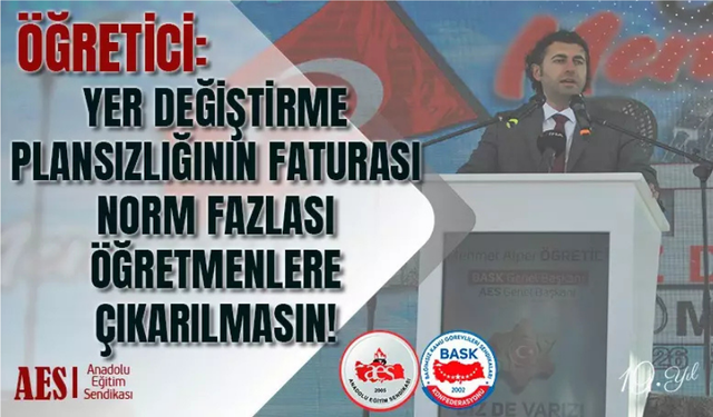 Öğreti̇ci̇: Yer Deği̇şti̇rme Plansızlığının Faturası Norm Fazlası Öğretmenlere Çıkarılmasın!