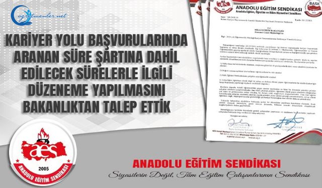 Uzman Ve Başöğretmenlik Başvurularında Aranan Süre Şartına Dahil Edilecek Eksik Sürelerle İlgili Düzenleme Yapılmalıdır