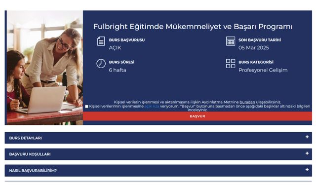 Fulbright Eğitimde Mükemmeliyet ve Başarı Programı Bursu