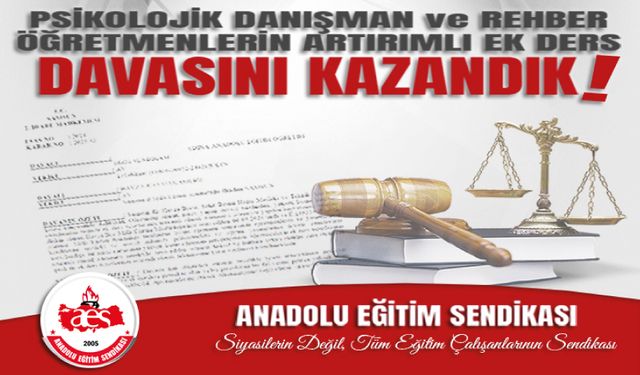Rehber öğretmen artırımlı ek ders davası kazanıldı