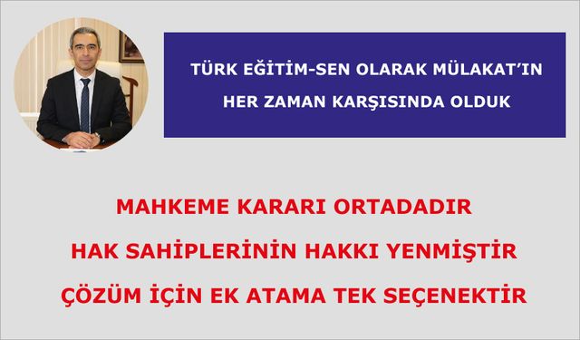 Çözüm için Ek Atama tek seçenektir