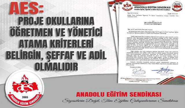 AES: Proje Okullarına Öğretmen Ve Yönetici Atama Kriterleri Belirgin, Şeffaf Ve Adil Olmalıdır