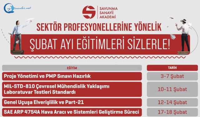 Savunma Sanayii Akademi Şubat Ayı Eğitim Takvimi