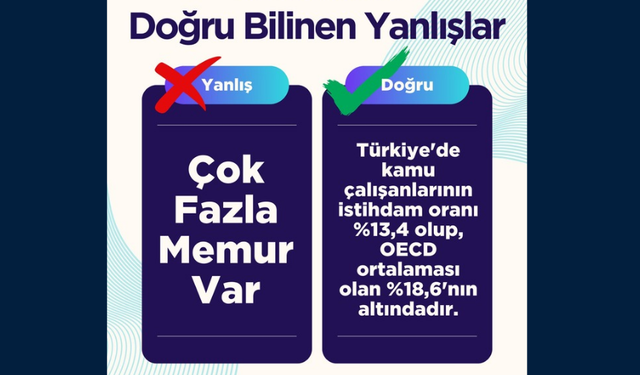 Dogru bilinen yanlış; çok fazla memur var!