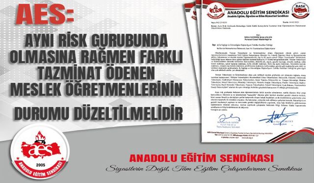 Aynı Risk Gurubunda Olmasına Rağmen Farklı Tazminat Ödenen Meslek Öğretmenlerinin Durumu Düzeltilmelidir